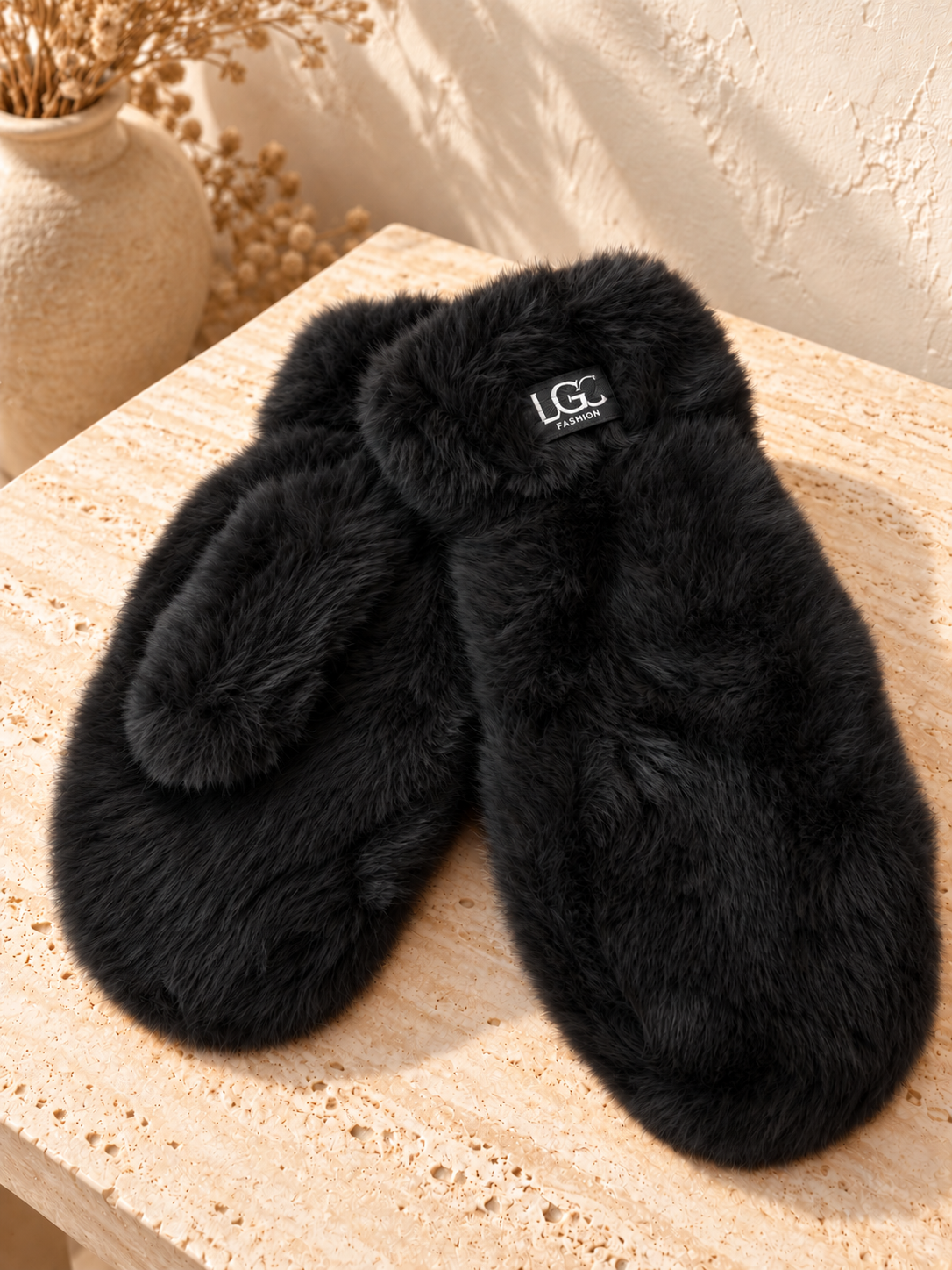 FAUX FUR MITTS