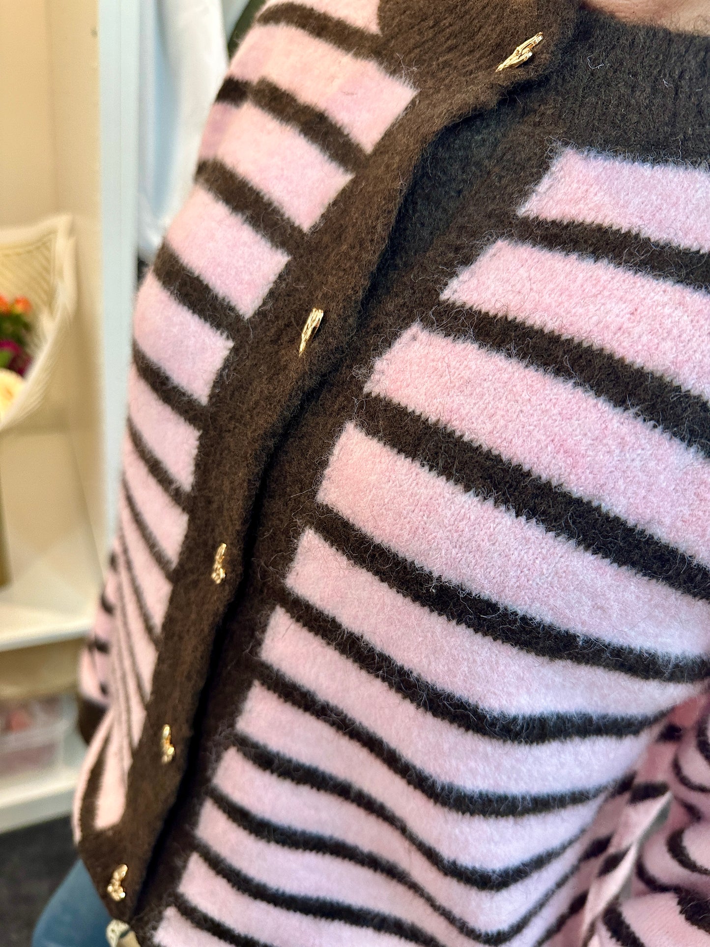 STRIPEY CARDI