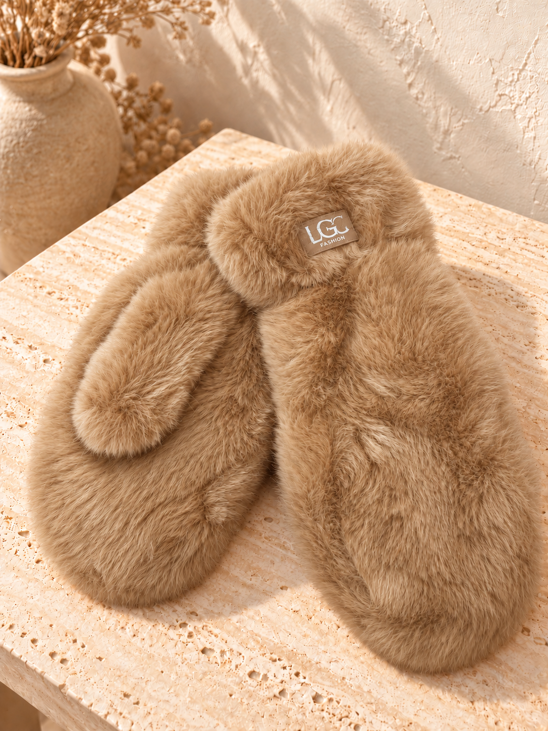 FAUX FUR MITTS
