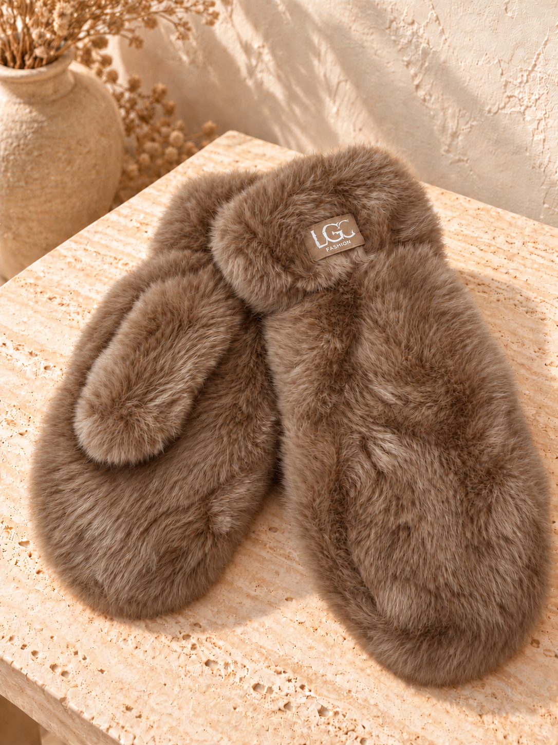FAUX FUR MITTS