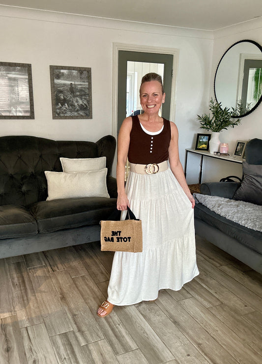 LINEN MIX MAXI SKIRT