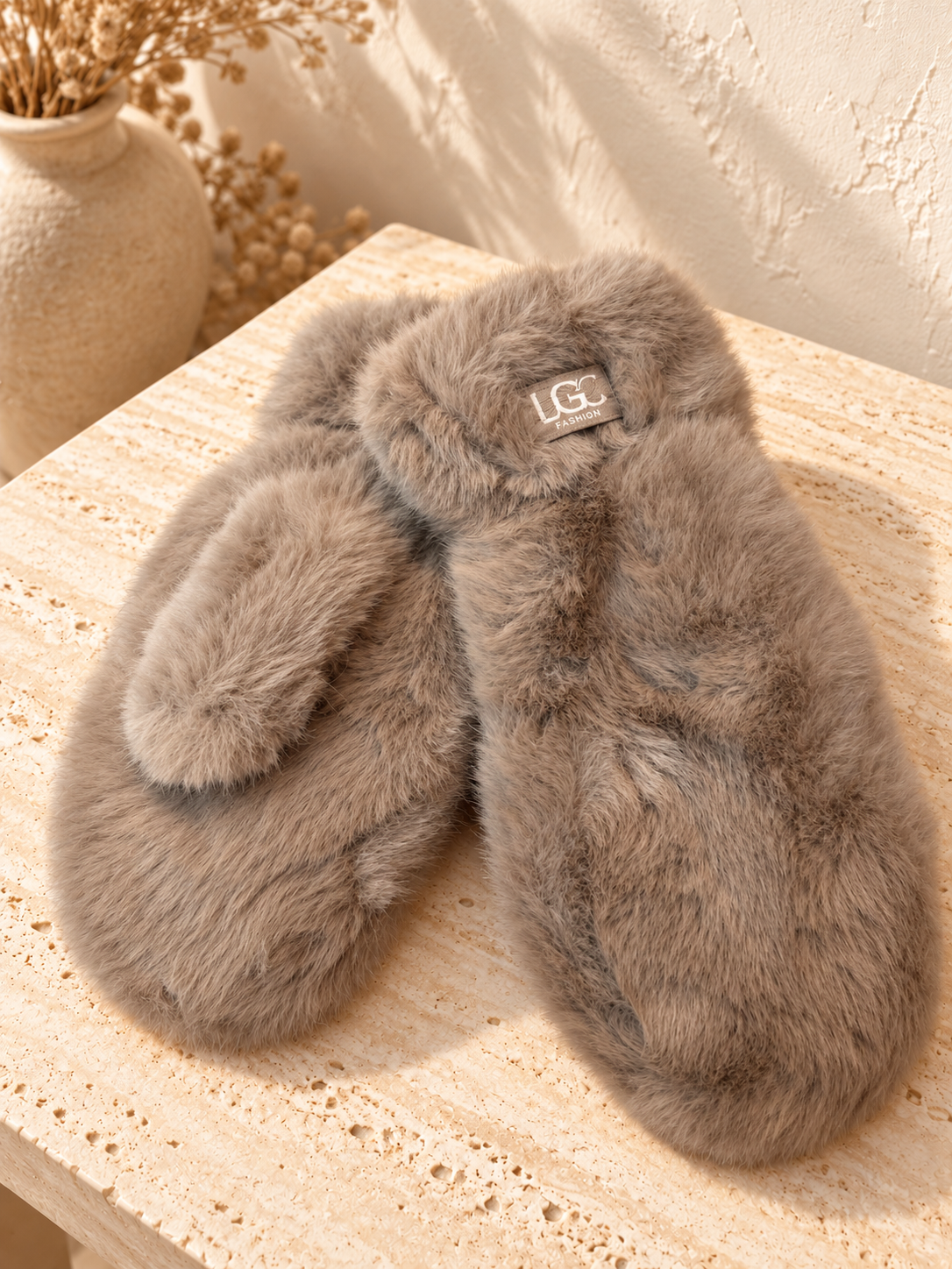 FAUX FUR MITTS